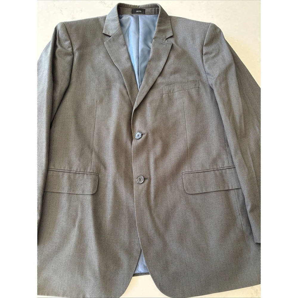 J Ferrar Jacket Mens 42R Woven Blazer 2 Button Suit Coat Gray Pinstripe Modern